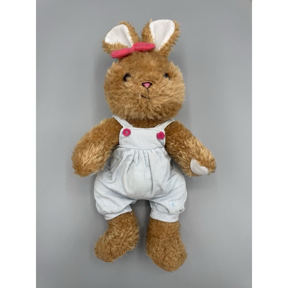 Bunny Rabbit Plush In Light Blue Overalls Stuffed Animal 12”